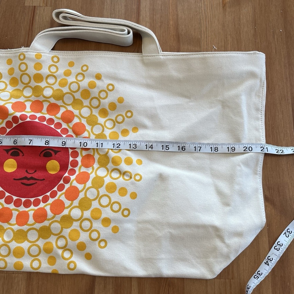 Bath & Body Works Tote Bag Large Celestial Sun Print Y2K Canvas Interior Flaws - Picture 11 of 12